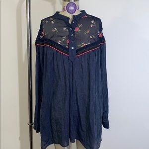 Free People Hearts And Colors Retro Boho Blouse